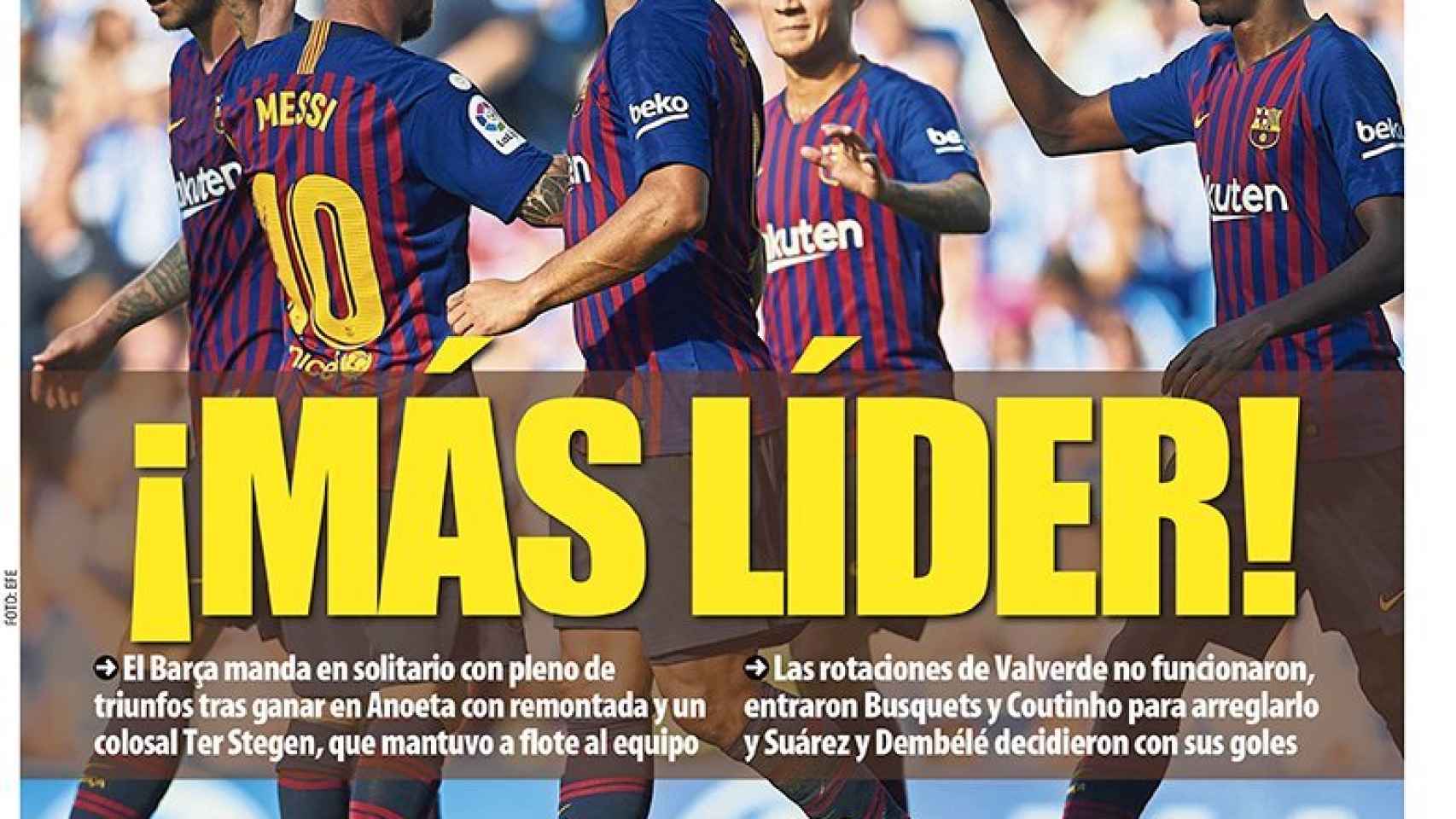 La portada del diario Mundo Deportivo (16/09/2018)