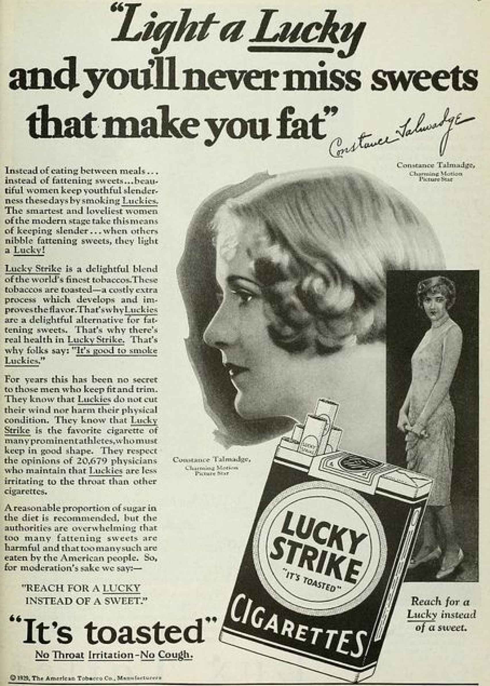 Anuncio publicitario de la 'American Tobacco Company' de 1929.